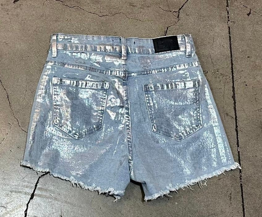 Silver Denim Shorts
