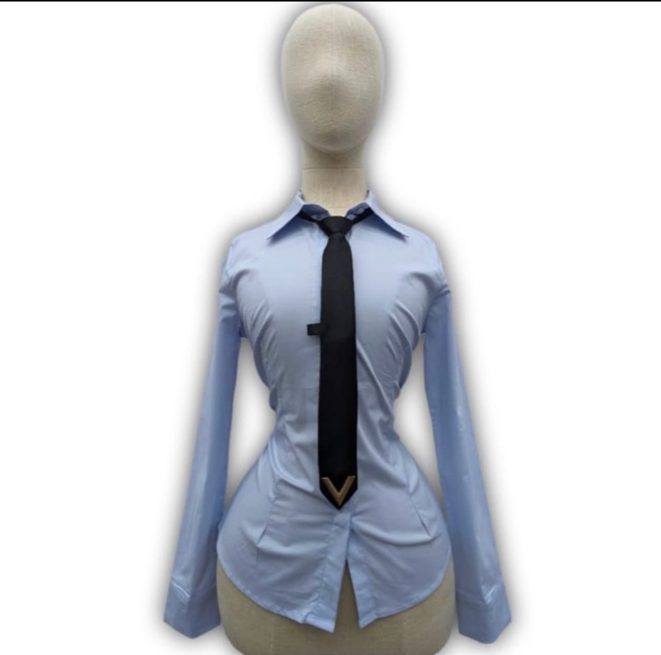 Blue Tie Blouse
