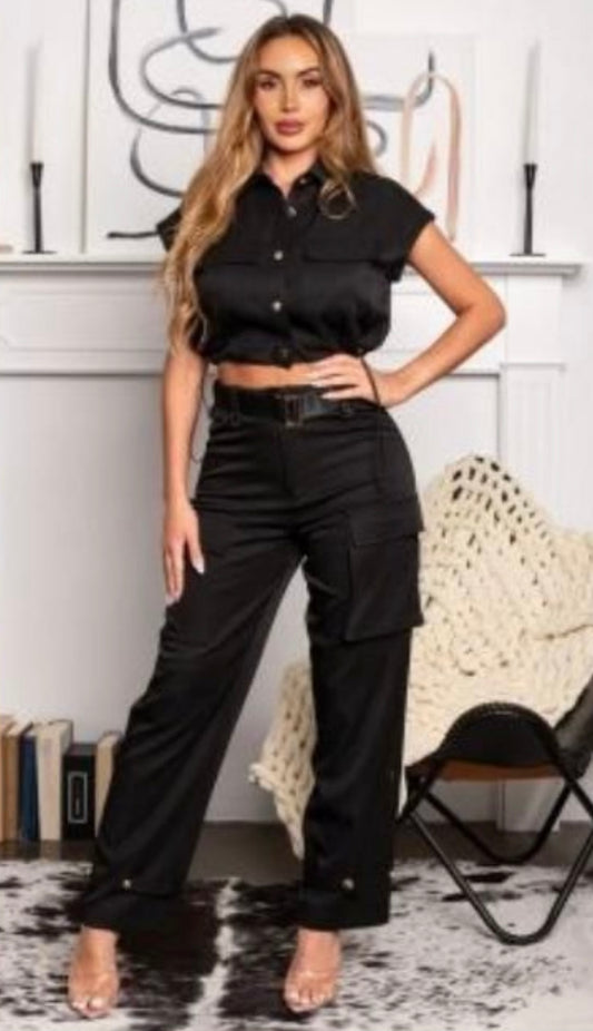 Caitan Black Cargo Suit